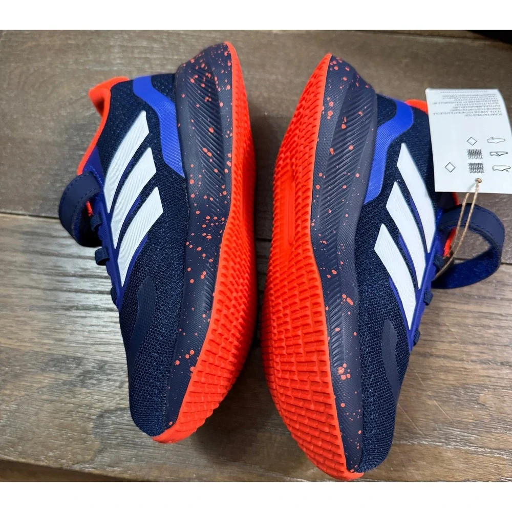 Adidas Runfalcon 5 EL C Kids Navy Blue Orange Running Shoes JQ9596 Size 11K NEW